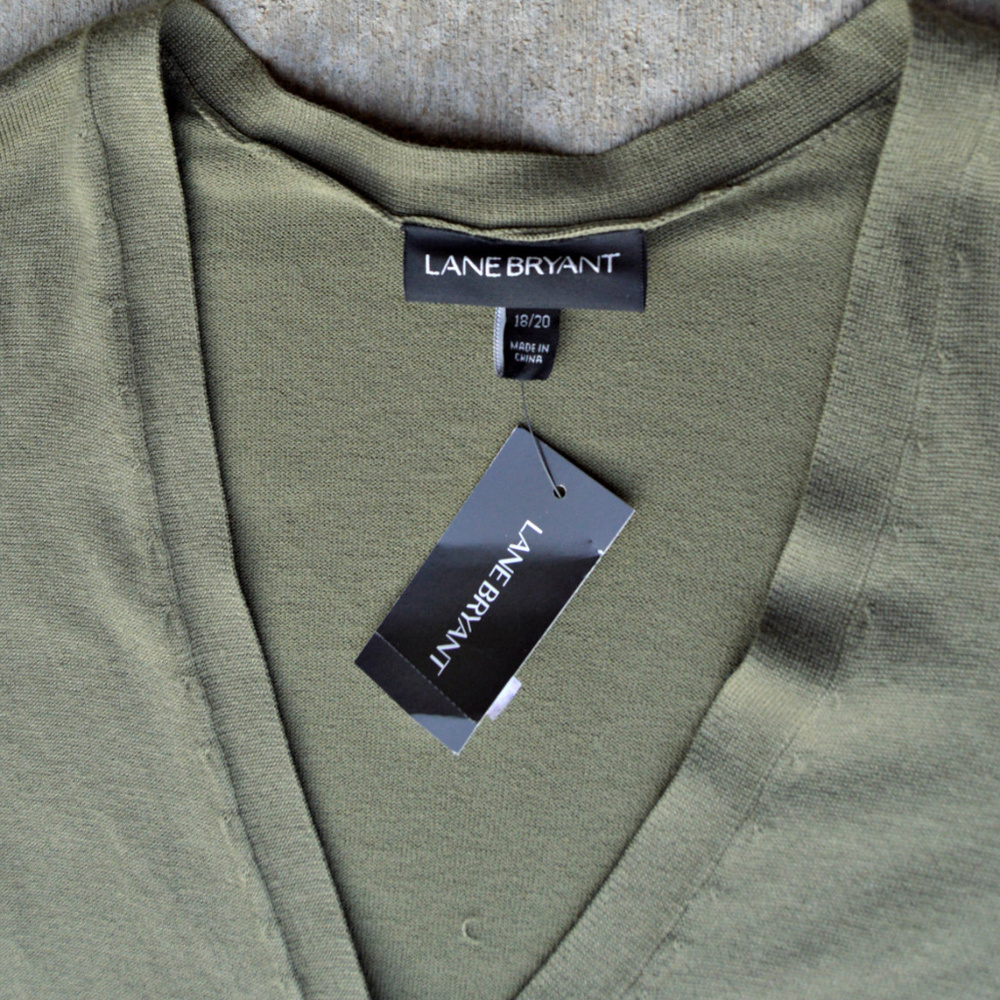 Lane Bryant ruffle-sleeve cardigan in olive green - Picture 5 of 6